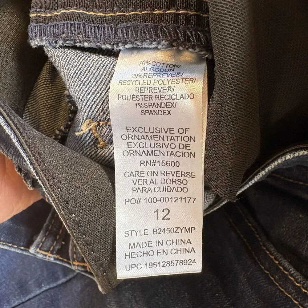Democracy "Ab"solution Booty Lift Mid Stretch Straight Leg Indigo Jeans Size 12 - Picture 4 of 7